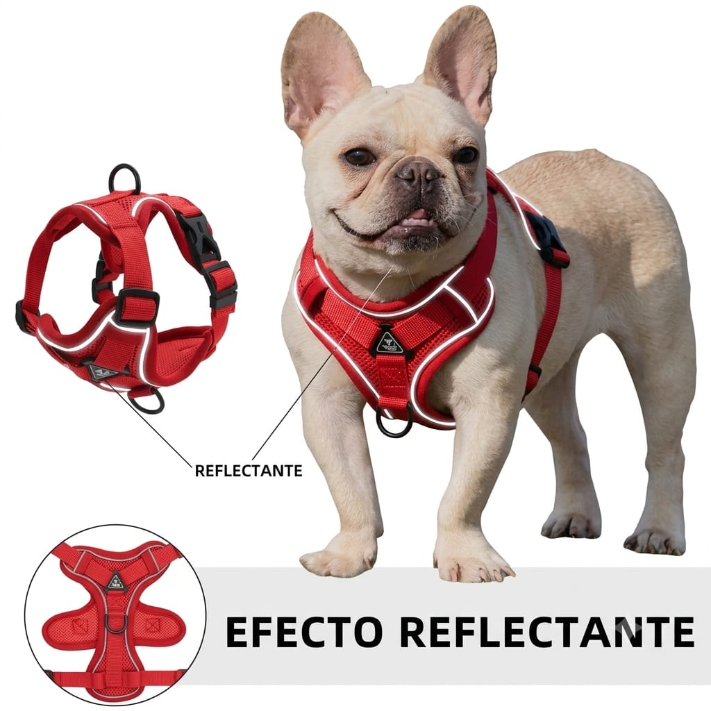 Arnés para perro ajustable tipo chaleco color rojo